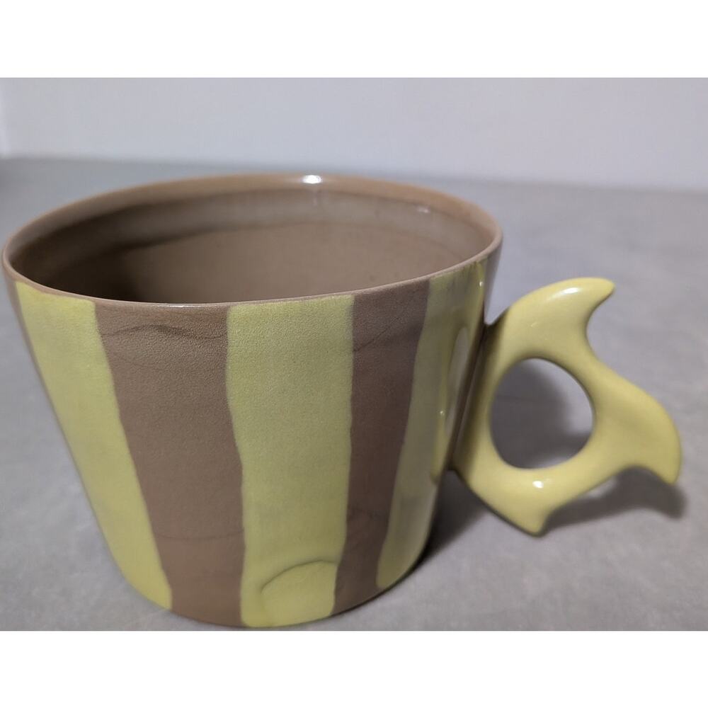 John Quick Penland 2024 Brown & Green Striped Unique Art Pottery Mugs Set Of 2 - Picture 9 of 15